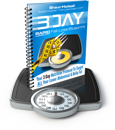 The rapid fat loss blueprint on top of a scale